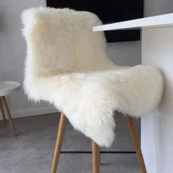 Ægte New Zealand lammeskind langhåret - Hvid 95x65 cm