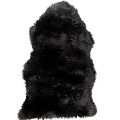 Ægte New Zealand lammeskind langhåret - Sort 95x65 cm