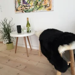 Ægte New Zealand lammeskind langhåret - Sort 95x65 cm