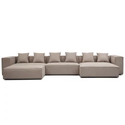 Hailey - Højrevendt chaiselong modulsofa med puf i sand L: 415 X D: 172 X H: 65 cm