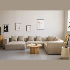 Hailey - U-sofa modulsofa i sand med 4 moduler - Højrevendt chaiselong L: 368 X D: 247 X H: 65 cm