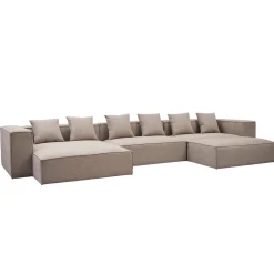 Hailey - Venstrevendt chaiselong modulsofa med puf i sand L: 415 X D: 172 X H: 65 cm