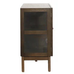 Havana egetræ glas skænk/vitrineskab i røget eg med 3 låger - 80x40x140 cm