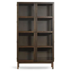 Havana egetræ vitrineskab i røget eg med 2 låger -180x40x100 cm