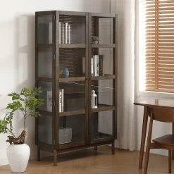 Havana egetræ vitrineskab i røget eg med 2 låger -180x40x100 cm