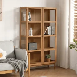 Havana egetræ vitrineskab med 2 låger - 180x40x100 cm