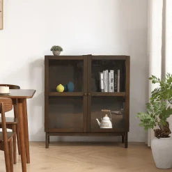 Havana vitrineskab i røget eg med 2 låger - 110x40x100 cm