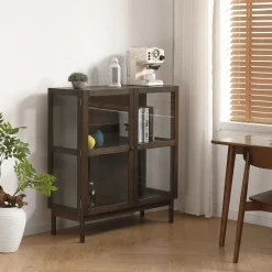 Havana vitrineskab i røget eg med 2 låger - 110x40x100 cm