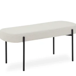 Helena bænk i hvid boucle 100x36x43 cm