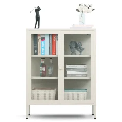 Herman glas skænk/vitrineskab - Beige metal 80x40x105 cm