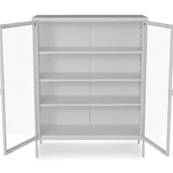 Herman glas skænk/vitrineskab - Hvidt metal 80x40x105 cm