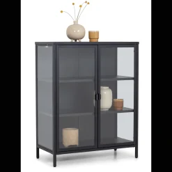 Herman glas skænk/vitrineskab - Sort metal 80x40x105 cm