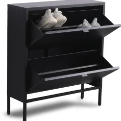 Herman Skoskab - Sort metal med 2 rum - 80x26x89 cm