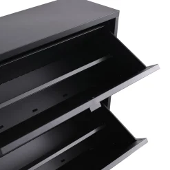 Herman Skoskab - Sort metal med 3 rum - 80x26x125 cm