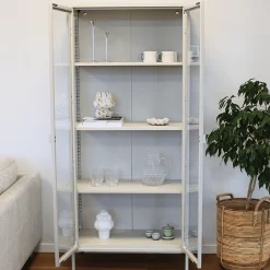 Herman Vitrineskab - Beige metal/glas - 170x40x85 cm