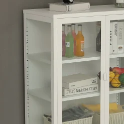 Herman Vitrineskab - Hvidt metal/glas - 110x40x140 cm