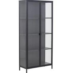 Herman Vitrineskab - Sort metal/glas - 80x40x180 cm