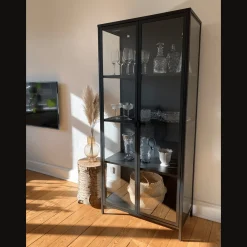 Herman Vitrineskab - Sort metal/glas - 80x40x180 cm