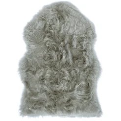 Imiteret langhåret lammeskind i Grå - 65x95 cm