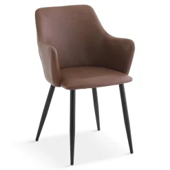 Isabella - spisebordsstol i brun kunstlæder