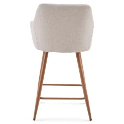 Jenna barstol - beige tekstil med armlæn 65 cm
