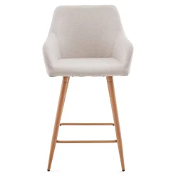 Jenna barstol - beige tekstil med armlæn 65 cm