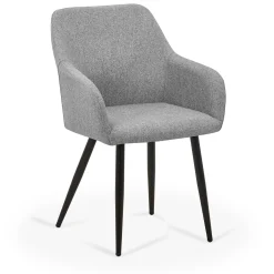 Jenna spisebordstol - grå tekstil med sorte ben
