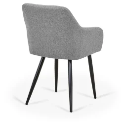 Jenna spisebordstol - grå tekstil med sorte ben