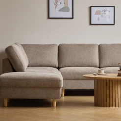 Jennifer højrevendt u-sofa i sand med chaiselong - L: 300 x D: 208 x H: 82 cm