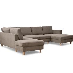 Jennifer højrevendt u-sofa i sand med chaiselong - L: 300 x D: 208 x H: 82 cm
