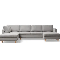 Jennifer højrevendt u-sofa i lys grå med chaiselong - L: 300 x D: 208 x H: 82 cm