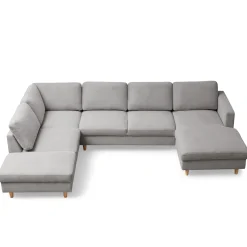 Jennifer højrevendt u-sofa i lys grå med chaiselong - L: 300 x D: 208 x H: 82 cm