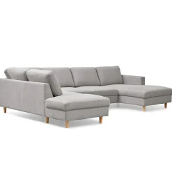 Jennifer højrevendt u-sofa i lys grå med chaiselong - L: 300 x D: 208 x H: 82 cm