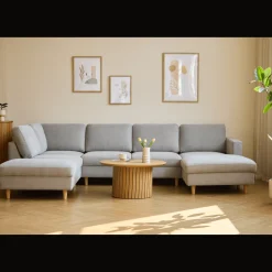 Jennifer højrevendt u-sofa i lys grå med chaiselong - L: 300 x D: 208 x H: 82 cm