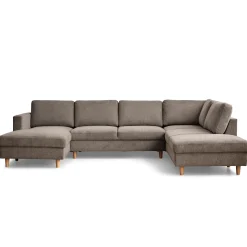 Jennifer venstrevendt u-sofa i sand med chaiselong - L: 300 x D: 208 x H: 82 cm