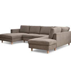 Jennifer venstrevendt u-sofa i sand med chaiselong - L: 300 x D: 208 x H: 82 cm