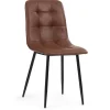 Jessi spisebordsstol - Brun kunstlæder med sorte metalben