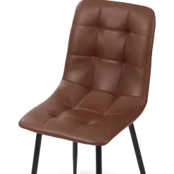 Jessi spisebordsstol - Brun kunstlæder med sorte metalben
