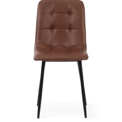 Jessi spisebordsstol - Brun kunstlæder med sorte metalben