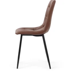 Jessi spisebordsstol - Brun kunstlæder med sorte metalben