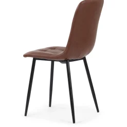 Jessi spisebordsstol - Brun kunstlæder med sorte metalben
