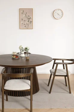 Jocelyn spisebordsstol i røget eg med beige stofsæde