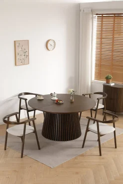 Jocelyn spisebordsstol i røget eg med beige stofsæde