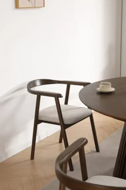 Jocelyn spisebordsstol i røget eg med beige stofsæde