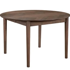 Joshua - Rundt spisebord i røget egefiner med udtræk 120/160/200 cm - Inkl. 2 Tillægsplader