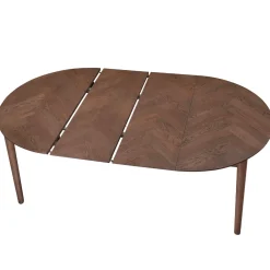 Joshua - Rundt spisebord i røget egefiner med udtræk 120/160/200 cm - Inkl. 2 Tillægsplader