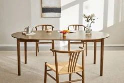 Joshua - Rundt spisebord i røget egefiner med udtræk 120/160/200 cm - Inkl. 2 Tillægsplader