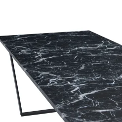 Karl spisebord i mat sort med marmor look - 210 x 90 cm