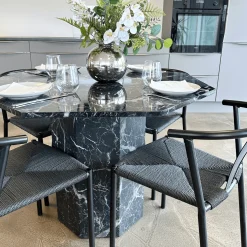 Lagoni - rundt spisebord Ø100 cm i sort marmor look