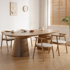 Lewis - Lamel ovalt Spisebord I Egefiner med udtræk 200/250/300 CM - 2x tillægsplader medfølger